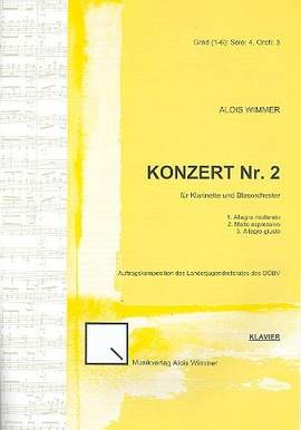 Wimmer, A: Konzert Nr.2 für Klarinette und Blasorchester