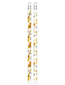 Bleistift mit Radiergummi Gitarre weiß 4C