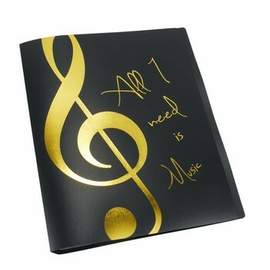Mappe All I need is Music golden A4 mit 20 Prospekthüllen