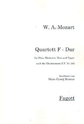 Mozart, W A: Quartett F-Dur nach KV283 für Oboe,