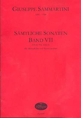 Sammartini, G: Sämtliche Sonaten Band 7 für Altblocklöte