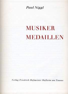 Niggl, P: Musikermedaillen Band 1